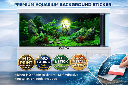 3D Aquarium Background Sticker – HD Mountain River Aquascape Wallpaper - Aquarium Backround Trung3D