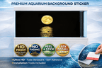 Golden Moon Aquarium Background Sticker decal from Aquarium Background Trung3D featuring a detailed, vibrant moon scene for tank decor.