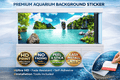 Ultra HD Tropical Lagoon aquarium background decal by Aquarium Background Trung3D featuring vibrant island paradise fish tank backdrop.