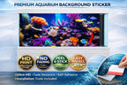 Colorful coral reef aquarium background decal with tropical fish, designed for tropical fish tanks, by Aquarium Backround Trung3D.