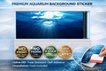 Deep blue ocean aquarium background decal with sunlight and fish, designed for underwater fish tank decor by Aquarium Background Trung3D