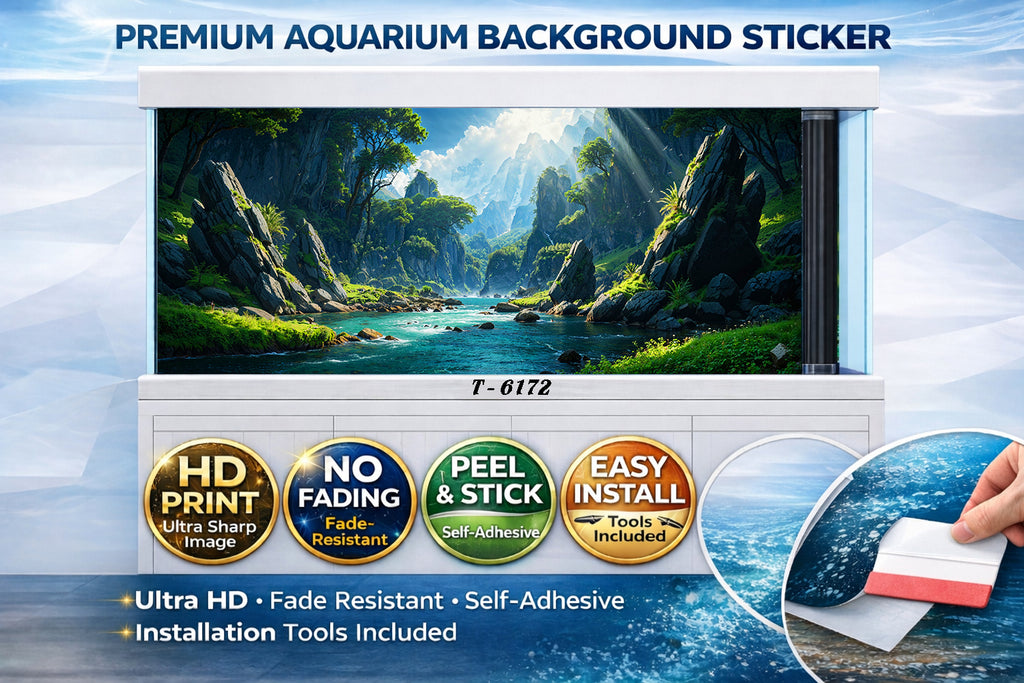 3D Aquarium Background Sticker – HD Driftwood Moss Aquascape Wallpaper - Aquarium Backround Trung3D