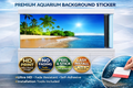 Tropical beach aquarium background decal by Aquarium Backround Trung3D featuring vibrant ocean paradise scene for fish tanks.