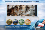 Realistic 3D natural limestone aquarium background decal with rock cave design, ideal for enhancing aquatic environments.