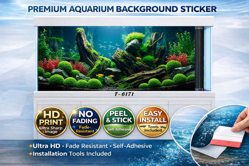 3D Aquarium Background Sticker – HD Driftwood Moss Aquascape Wallpaper - Aquarium Backround Trung3D