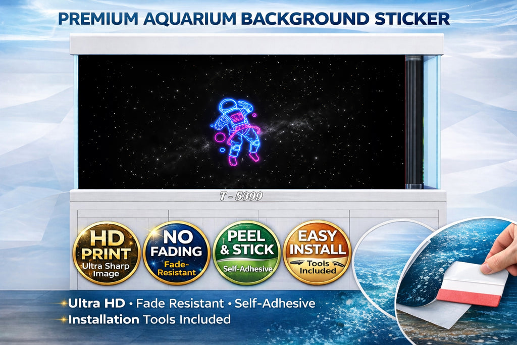 Premium Neon Astronaut Aquarium Background Sticker – Galaxy Space - Aquarium Backround Trung3D