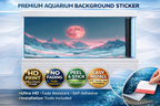 Pink moon fantasy 4K aquarium background decal by Aquarium Backround Trung3D, designed for fish tanks with vibrant celestial imagery.