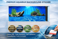 Blue Lagoon aquarium background decal featuring underwater rocks, light rays, and fish tank backdrop decor by Aquarium Background Trung3D