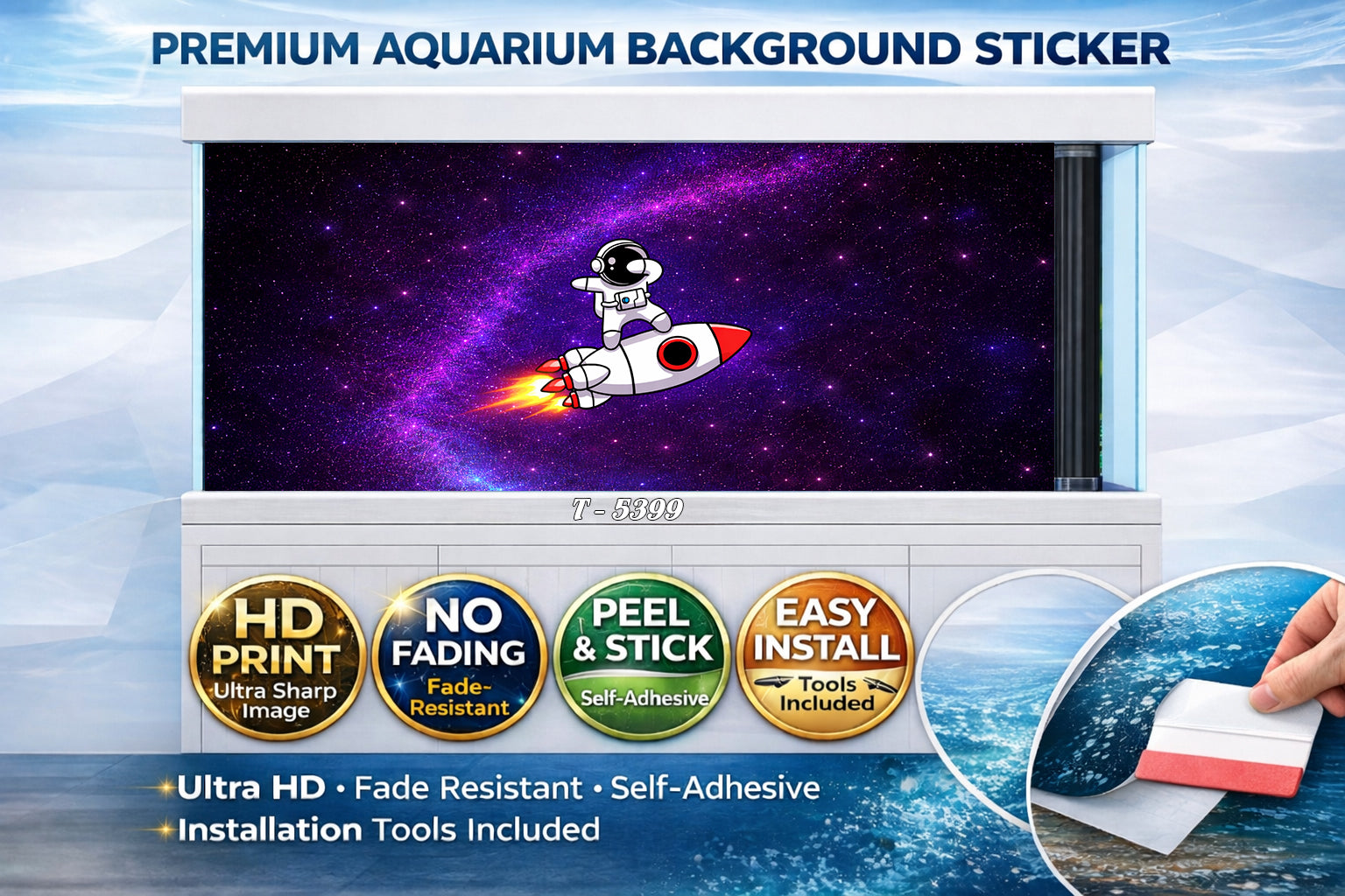Astronaut Galaxy Fish Tank Background – Premium Peel & Stick Aquarium Poster, Ultra HD - Aquarium Backround Trung3D