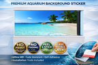 Ultra HD Tropical Paradise aquarium background decal with vibrant blue beach and fish for fish tank decor by Aquarium Backround Trung3D