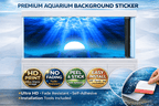 Underwater blue aquarium background decal with ocean sunrise and fish, designed for fish tank backdrop decoration by Aquarium Background Trung3D