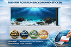 Deep sea tropical coral reef aquarium background decal by Aquarium Background Trung3D featuring vibrant coral and fish scene for fish tanks.