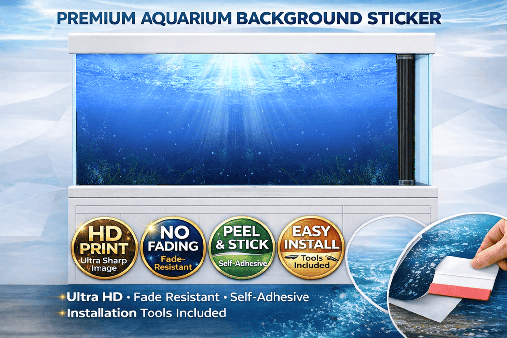 Blue Sunlight Underwater Aquarium Background Sticker – Deep Ocean Fish Tank Backdrop Wallpaper Decor