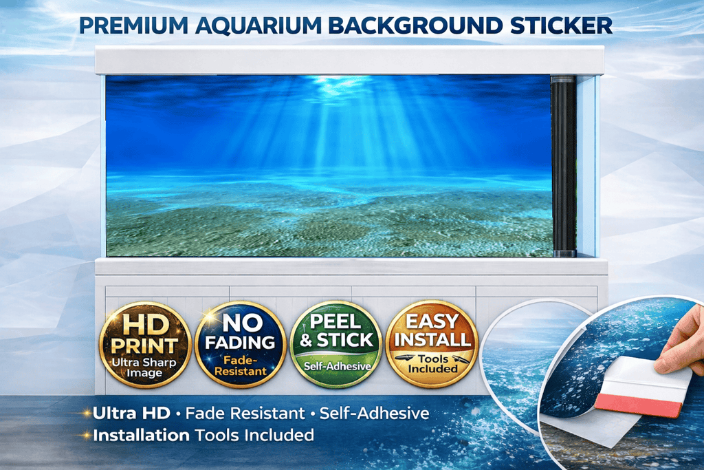 Sun Rays Underwater Aquarium Background Sticker – Clear Blue Ocean Fish Tank Backdrop Decor