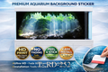 Tropical rock cavern aquarium background decal by Aquarium Background Trung3D, featuring sunlit forest cave scene for fish tanks.