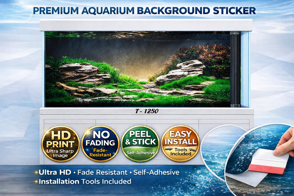 3D Natural Stone Garden Aquarium Background Decal - Aquarium Backround Trung3D