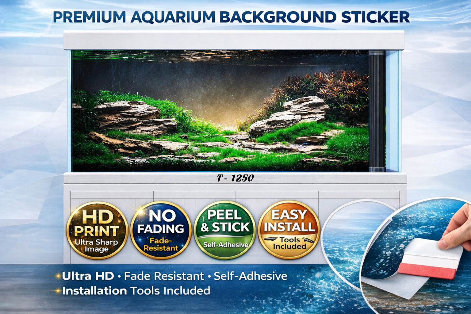 3D Natural Stone Garden Aquarium Background Decal - Aquarium Backround Trung3D