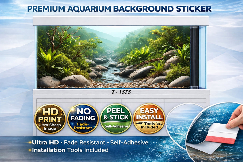 Ultra HD 3D Forest Stream Aquarium Background – Natural River & Stone Fish Tank Sticker - Aquarium Backround Trung3D