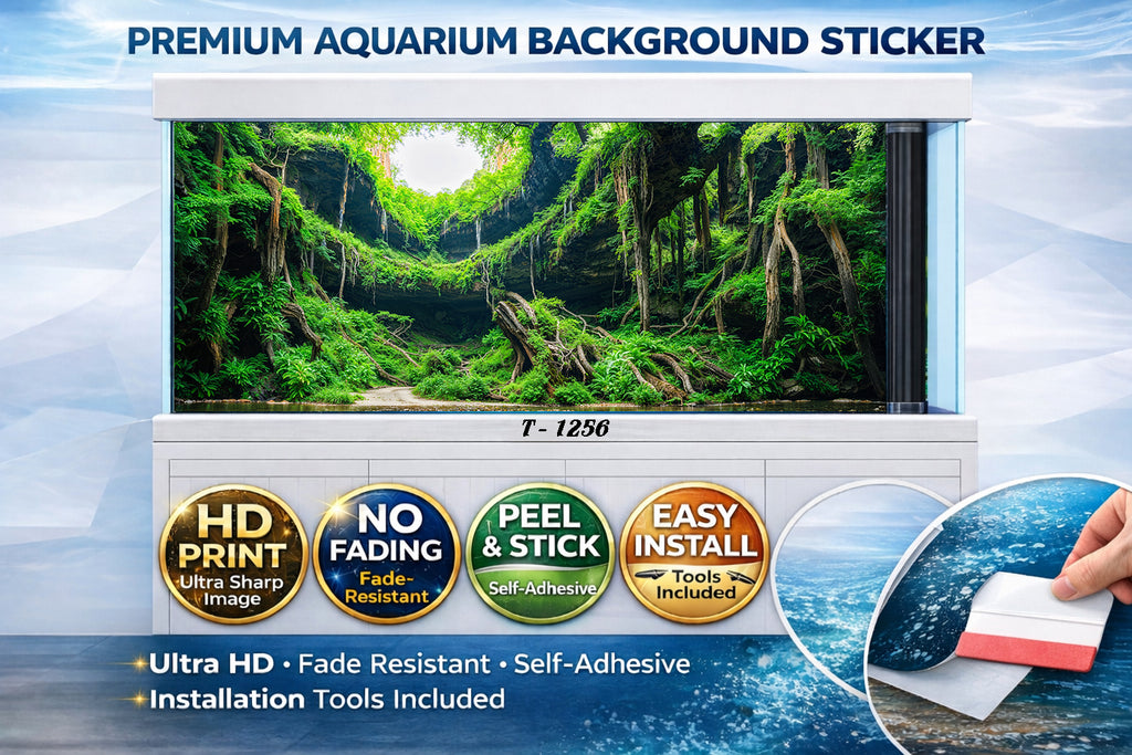 3D Forest Stream Aquarium Background – Premium HD Fish Tank Sticker, Easy Install - Aquarium Backround Trung3D