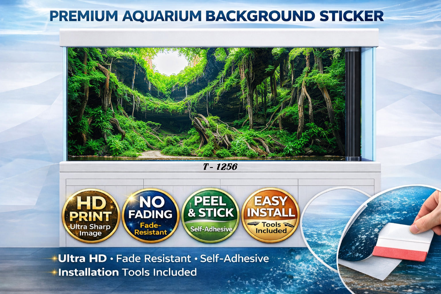 3D Forest Stream Aquarium Background – Premium HD Fish Tank Sticker, Easy Install - Aquarium Backround Trung3D