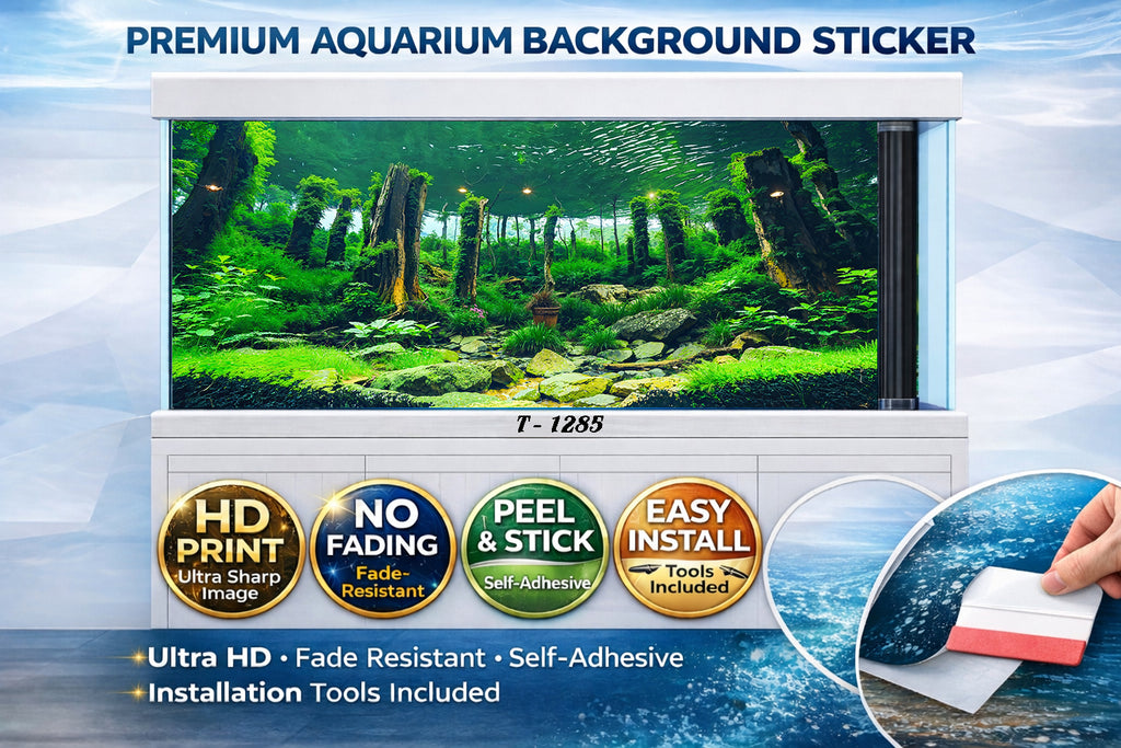 3D Forest Stream Aquarium Background – Premium HD Fish Tank Decal - Aquarium Backround Trung3D