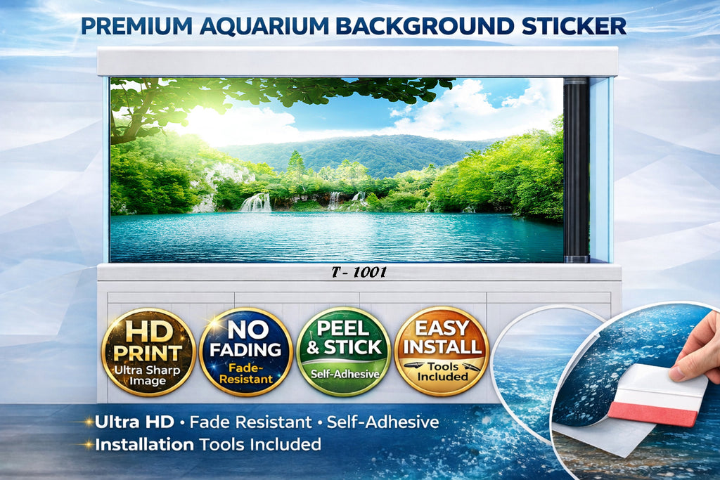 Premium Aquascape Aquarium Background Sticker – Ultra HD 3D Green Plant Fish Tank Backdrop - Aquarium Backround Trung3D