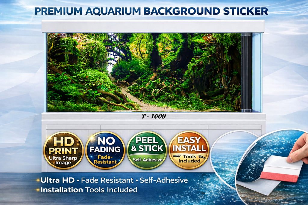 3D Deep Forest Aquarium Background – HD Fish Tank Decal - Aquarium Backround Trung3D