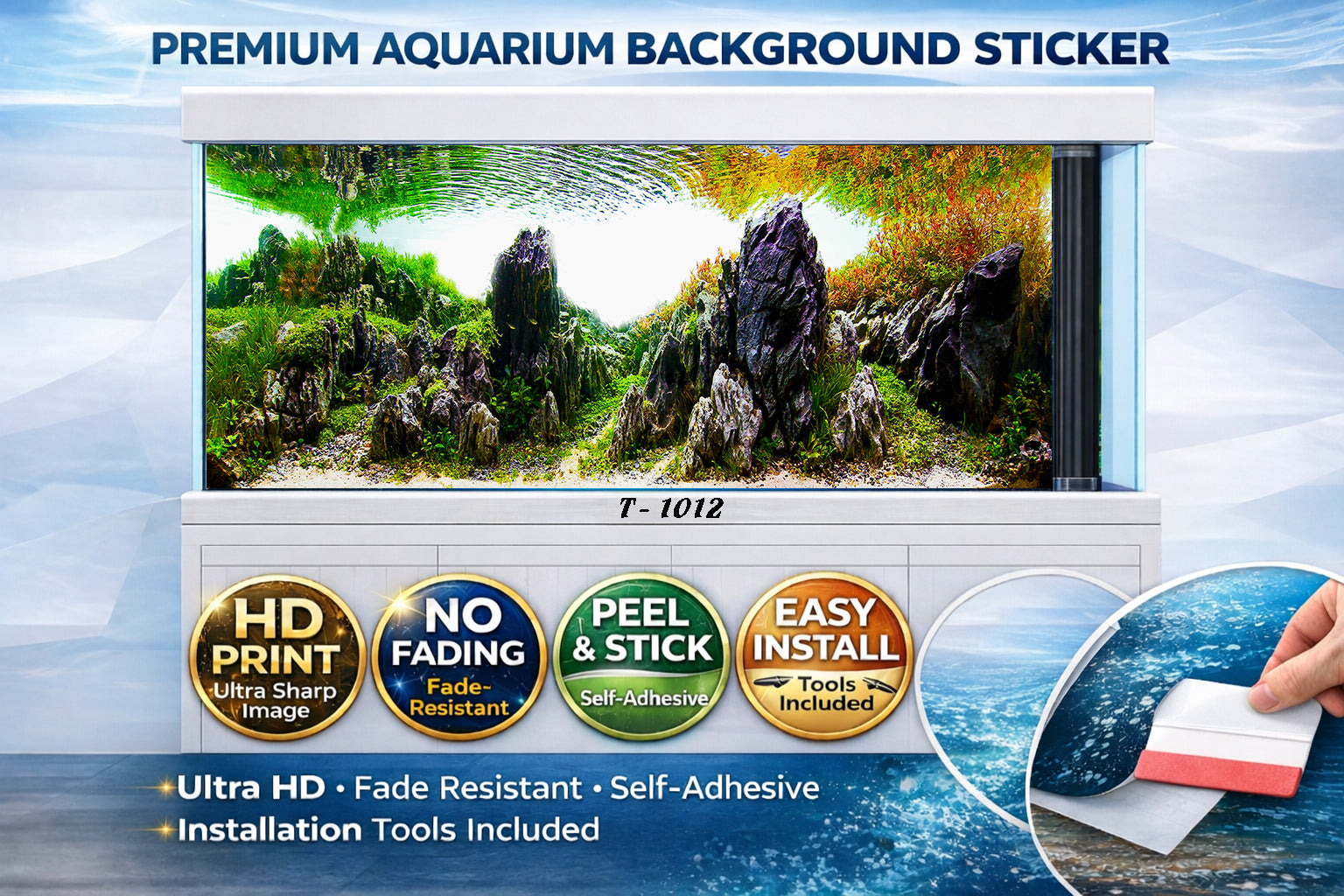 Ultra HD 3D Iwagumi Aquarium Background – Rocky Canyon Stone Fish Tank Sticker - Aquarium Backround Trung3D