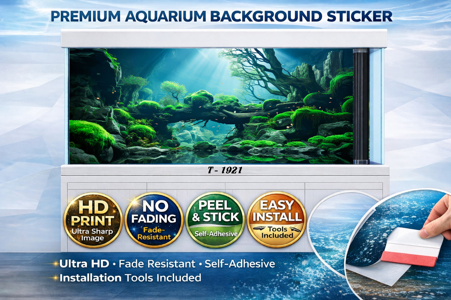 Ultra HD 3D Enchanted Forest Aquarium Background – Mossy Bridge & Light Rays Fish Tank Sticker - Aquarium Backround Trung3D
