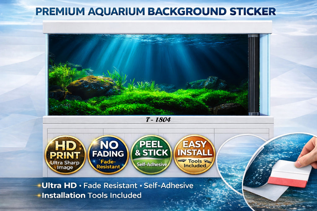 Premium Deep Blue Aquarium Background Sticker – Ultra HD 3D Underwater Light Fish Tank Backdrop - Aquarium Backround Trung3D